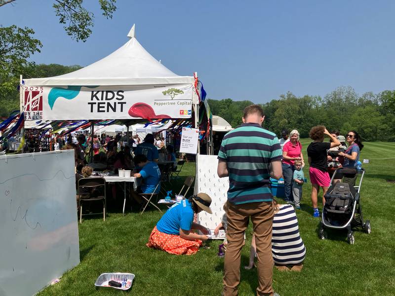 The Art by the Falls Kids' Tent has plenty of activities.
